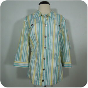 CJ BANKS Jacket size 3X Womens Striped Button Front Pockets